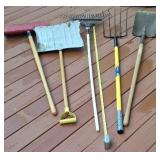 Shovels, pitch fork  and rake