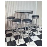 30 x 40.5 retro bar table with 4 bar stools  and