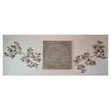 Modern metal wall art, middle piece 29x29, leaves