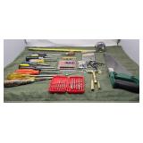 Allen wrenches, screwdriver, drill bits and more