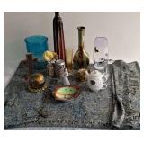 Table runner, knickknacks including willow tree