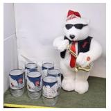 Collectible Coca-Cola bear playing sax and 6pc