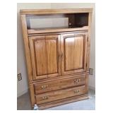 Solid wood TV stand/cabinet, contents not