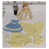 Vintage hard plastic 1950s doll with stand and