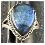Sz8 925 Sterling & Labradorite Ring 5.81 grams
