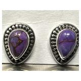 925 Sterling & Purple Turquoise Stud Earrings