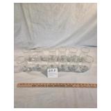 12 GOLD RIMMED ETCHED DRINKING GLASSES