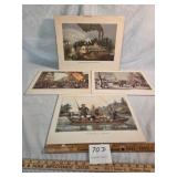 4 MOUNTED PRINTS