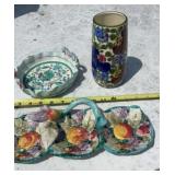 Vtg Hand Painted Italian Pottery including Double