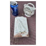 Vintage 50s Sail Boat Wall Pocket Planter Japan