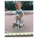 Vintage Homco #8881 Figurine ï¿½ Farm Girl - Basket