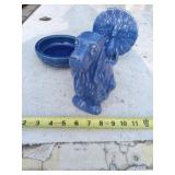 Cocker Spaniel Dog Planter Vtg Pottery Blue and