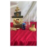 Primitve Snowman Candle light lamp antique white