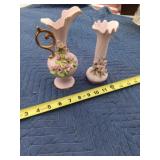Vintage Lefton hand painted pink Pitcher Applied