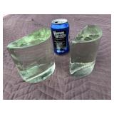 BLENKO Half Moon Clear Glass Bookends 5ï¿½ X 5"
