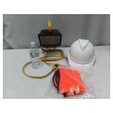 Hard Hat, Safety Vest, Light