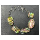 7.5in 925 Sterling & Abalone Bracelet