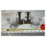 Vintage Glass Double Candlesticks Jeannette Iris