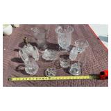Vtg Clear Cut Glass Vases, Lamp and more
