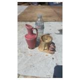 Vintage Pottery Flower Vase Pitcher Pink & Gold 6