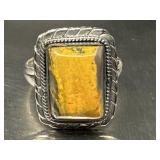 Sz.8 925 Sterling & Bumblebee Jasper Ring 6.65