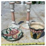 Italian Pottery including Pair Hand Painted