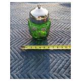 Vintage Japan Green Glass Silver Leaf Musical