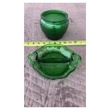 Vtg National Potteries Emerald Green Art Glass,