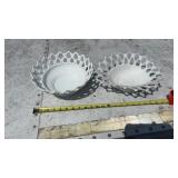 2-Vintage Large Westmoreland Milk Glass Lattice