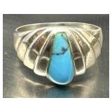 Sz.8 Sterling & Turquoise Ring 4.00 grams