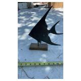 Mid Century Brass Angelfish On Stand Vintage