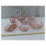 PINK  GLASS SERVING BOWLS AND MORE