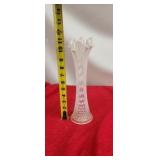 White Opalescent Swung Vase with a Diamond Point