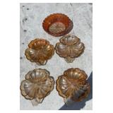 Marigold Peach Lustre Carnival Glass Leaf