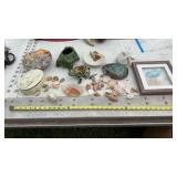 Seashells, Glazed Ceramic Frog and Turtles and
