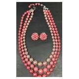 20in Japan Faux Pearl & pink Necklace with Clip-on