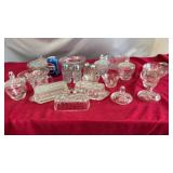 Vtg Clear Cut Glass Salt & Pepper Shakers, Candy