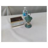 Vintage Glass Music Box, Antique Blue Metal