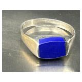 Sz.7 Mexico 925 Sterling & Lapis Ring 2.47 grams