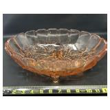 Pink Indiana Glass Footed Fruit Bowl