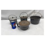 Vintage Gray Graniteware Berry Bucket Lunch Pails