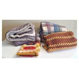 2 full size comforters and 2 throw blankets