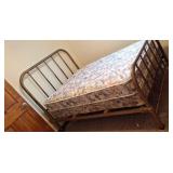 Antique full size metal bed, with mattress and