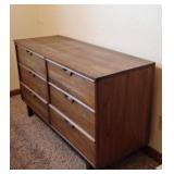 Mid-century modern walnut dresser with 6 drawers