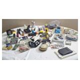 Office supplies calculators, push pins, tape