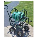 Hose reel cart with hose