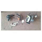 B&d drill, skil drill, craftsman saw, and clamps