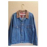 Marlboro jean jacket, with leather collar, size
