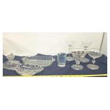 Glassware including butter dish, candle holder