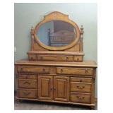 68.5x76x18 solid oak dresser with mirror, 9